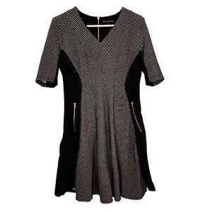 Ryan Michelle Black/White Zipper Detail Dress, Medium